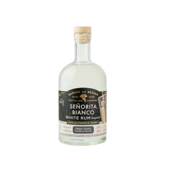 Barnes and Brown Señorita Bianco White Rum | Premium Alcohol-Free White Rum | Light Cane Sugar & Tropical Notes | Alcohol-Free Alternative for Cocktails | 700 ml