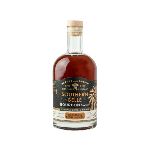 Barnes and Brown Southern Belle Bourbon | Premium Alcohol-Free Bourbon | Warm Oak, Vanilla & Caramel Notes | Alcohol-Free Alternative for Cocktails | 700 ml